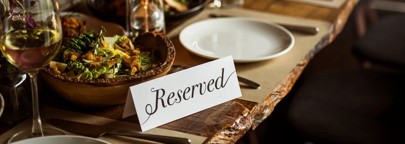 Reserved sign on a restaurant table