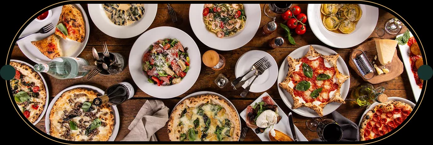 Restaurant table with plated food